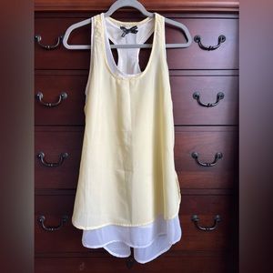 Ali & Kris Yellow & White Layered Tank Top Tunic